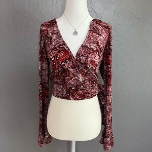 Paisley Wrap Top - Red
